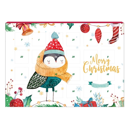 CALENDARIO ADVIENTO VEGANO NAVIDADES 2019 DE CHOCOLATE NEGRO CON XILITOL
