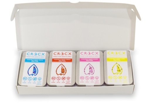 [4CRACX] PACK 4 CRACX CARAMELOS XILITOL SABORES MEZCLADOS